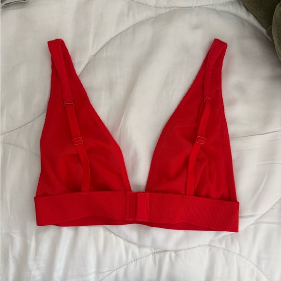 Skims Red Cotton Rib Plunge Bralette - Picture 2 of 2